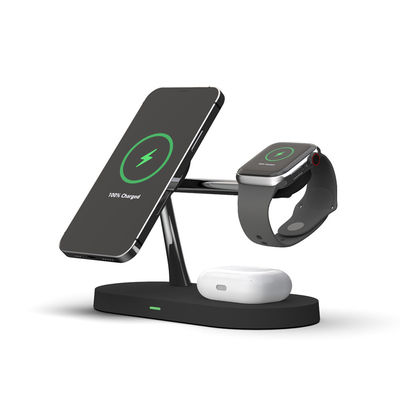 Buen precio 5 en 1 15W QI soporte de carga inalámbrica de carga rápida para iPhone Apple Watch Estación de carga del muelle en línea