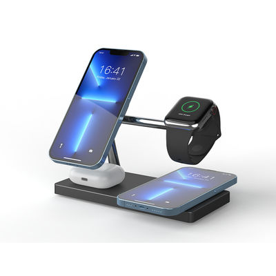 Buen precio 7 en 1 cargador inalámbrico magnético todo en uno para teléfono reloj auricular blanco y negro en línea
