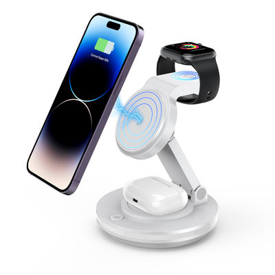 Buen precio 180° soporte magnético giratorio carga inalámbrica para teléfonos relojes auriculares blanco y negro en línea
