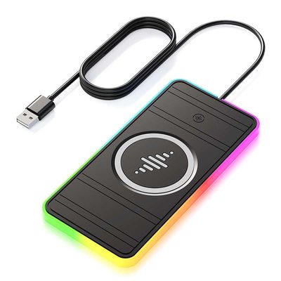 Buen precio Cargador inalámbrico de automóvil negro rápido con luz RGB para Apple Phone / Apple Watch en línea