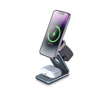 Buen precio 2024 Pad de carga inalámbrica plegable de aleación de aluminio para relojes inteligentes auriculares y teléfonos celulares en línea
