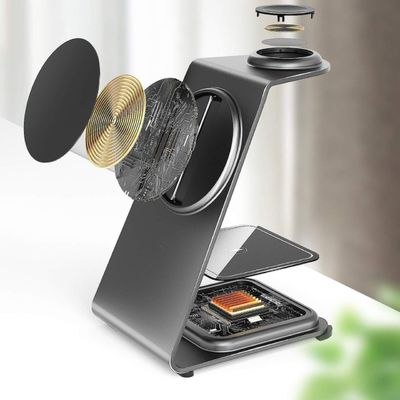 Buen precio Cargador inalámbrico magnético de aleación de aluminio para iPhone Samsung Qi teléfonos auriculares e iWatch en línea
