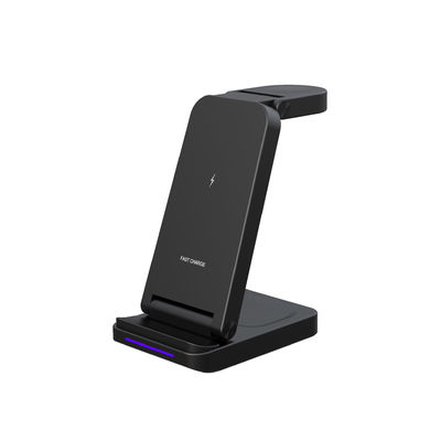 Buen precio 3 en 1 viaje Cargador inalámbrico en blanco y negro para cargar teléfono iwatch auricular ABS silicona metálica en línea