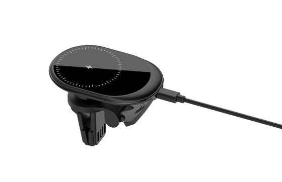 Cargador magnético rápido negro Mini 15W Cargador inalámbrico para automóviles