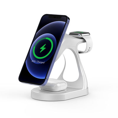 Luz nocturna cargador inalámbrico soporte con absorción magnética y luz LED para teléfono auricular y reloj 3 en 1