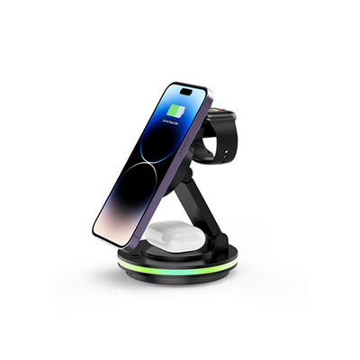 Cargador de teléfono inalámbrico portátil de luz RGB multifunción Apple Watch