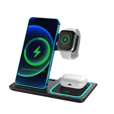 Buen precio Cargador inalámbrico plegable multifuncional de 15w de carga rápida 3 en 1 con color negro claro en línea