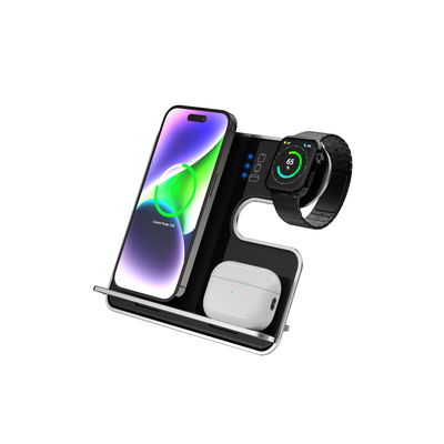 Buen precio Logotipo personalizado Bracket de aleación de aluminio cargador inalámbrico soporte negro con luz indicadora - 15W / 10W / 7,5W / 5W en línea