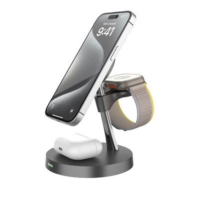 Buen precio Estación de carga inalámbrica de aleación de zinc blanco negro multifuncional Apple rápida magnética 4 en 1 compatible con Samsung Apple en línea