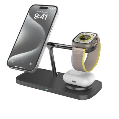 Buen precio Estación de carga inalámbrica de 15W Qi 2 All in 1 Blanco/Negro ABS Cargador de aleación de zinc para relojes Apple Samsung en línea
