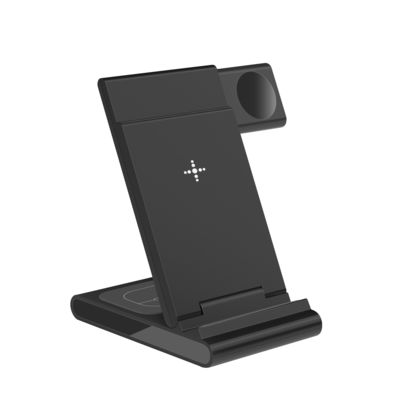 Buen precio Diseño de agujeros Cargador inalámbrico plegable ABS PC 21W Blanco/Negro Todo en un solo soporte de cargador inalámbrico en línea
