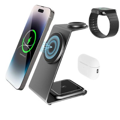 Buen precio Cargador inalámbrico Qi estándar de metal de 15W 10W 7.5W 5W con cable USB C y aleación de aluminio en línea