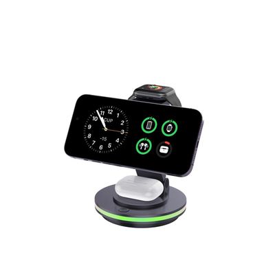 Buen precio Cargador inalámbrico plegable de material acrílico ABS con luz LED e entrada tipo-C en línea