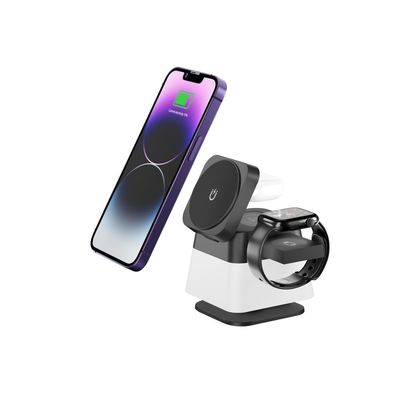 Cargador inalámbrico plegable giratorio de 4 en 1 con luz RGB