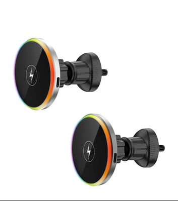 Buen precio Cargador de coche inalámbrico magnético fácil de usar para teléfonos inteligentes Qi en plata/gris en línea