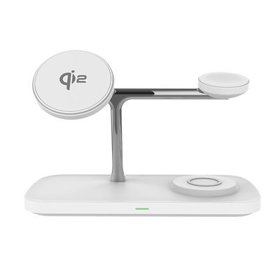 Cargador inalámbrico magnético blanco con carga rápida de 15W y frecuencia de trabajo de 110-205KHz