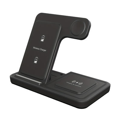 calidad T258 Cargador rápido inalámbrico 5 en 1 soporte de cargador plegable 15W / 10W / 7,5W / 5W con cargador de doble bobina de luz nocturna fábrica