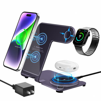 Y91 Tipo de soporte Cargador inalámbrico 15W 3 en 1 cargador rápido soporte Iwatch cargador rápido de aleación de aluminio