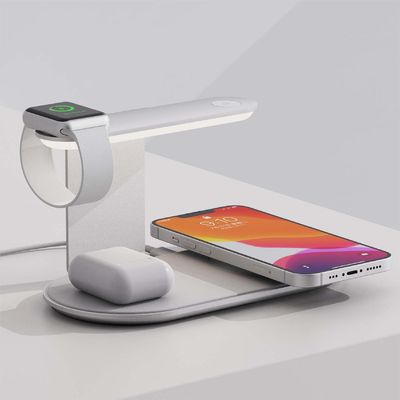V2206 Cargador inalámbrico de tipo stand 15W 3 en 1 cargador rápido soporte Iwatch cargador rápido de aleación de aluminio