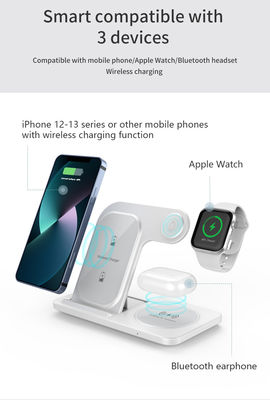 Buen precio Cargador rápido inalámbrico 3 en 1 Apple/Samsung 15W/10W Soporte de cargador de pie Apple Watch QiI Protocolo de carga Cargador estándar en línea