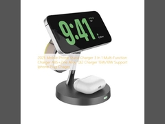 2025 Cargador de soporte para teléfonos móviles 3 en 1 Cargador multifunción ABS + aleación de zin QI2 Cargador 15W / 10W Soporte Cargador de conexión de iPhone